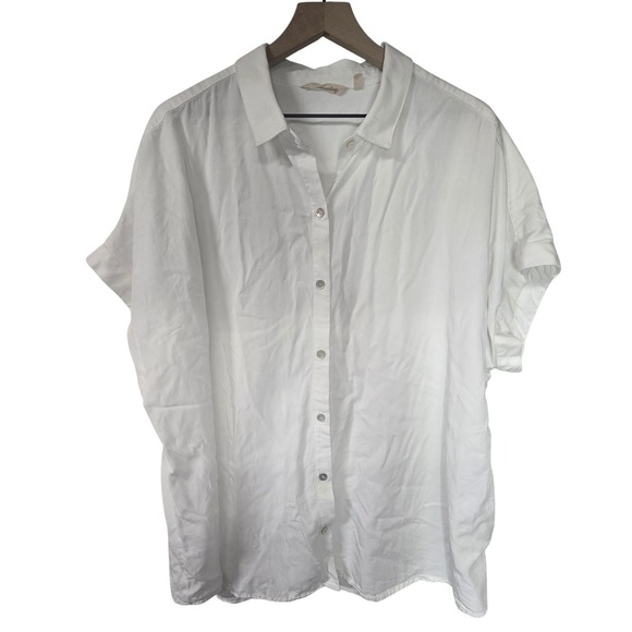 Soft Surroundings Tops - Soft Surroundings Button Down Shirt Womens 2X White Tencel Coastal Minimalist